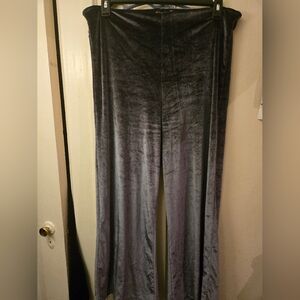 Dark Gray Velvet Wide-Leg Pants